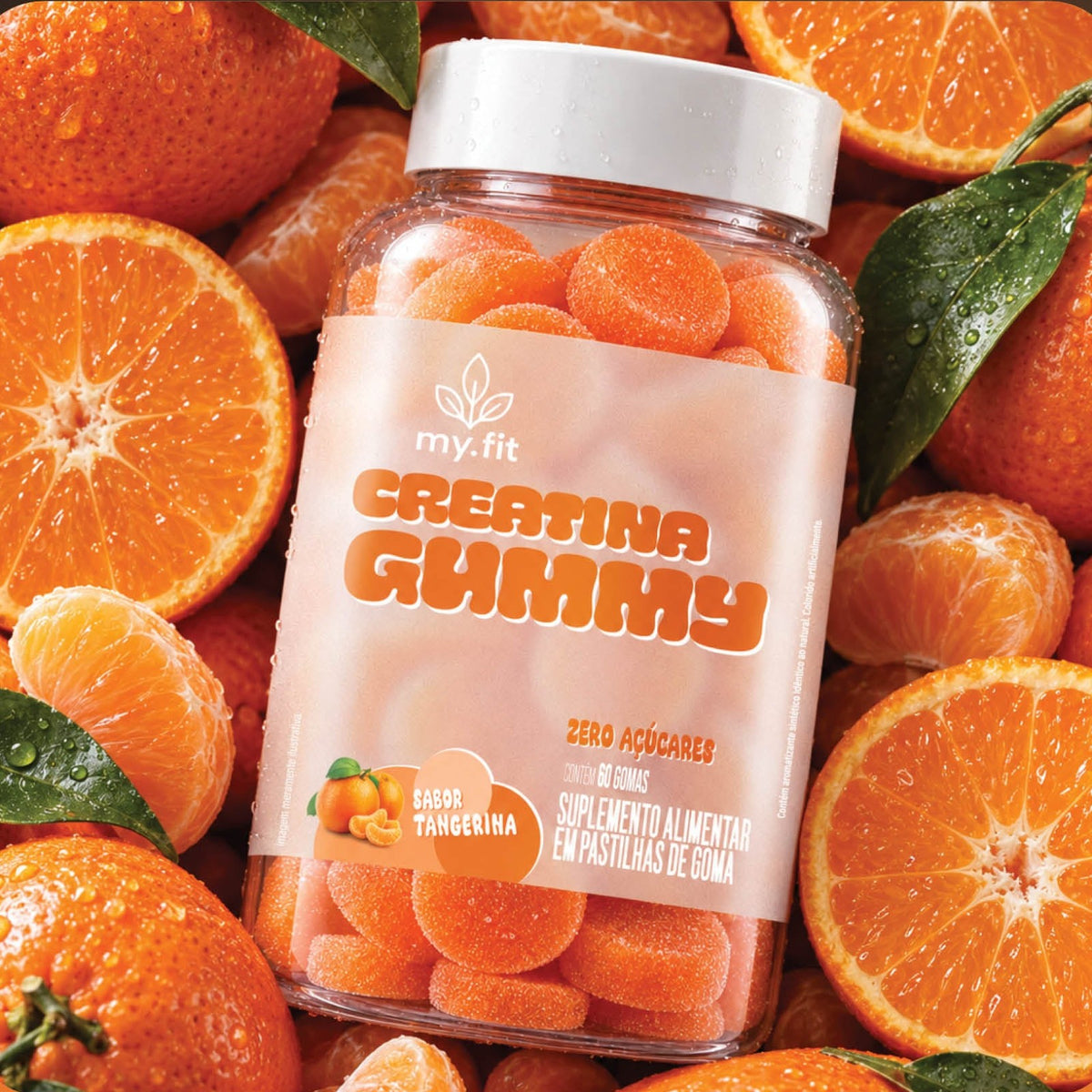 Creatina Gummy Soft sabor Tangerina MY FIT entre tangerinas